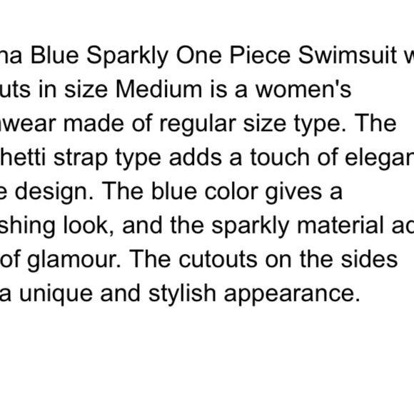 Soluna swimsuit denim blue sparkly adjustable straps, removable bra pads, - Picture 16 of 16